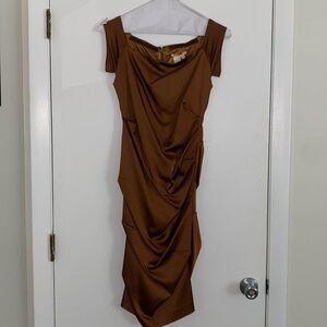 Bronze cocktail dress by Issue. Size 6